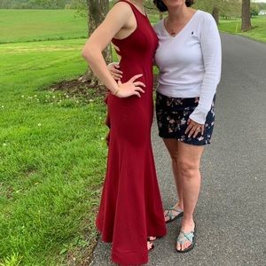 Maroon long prom dress